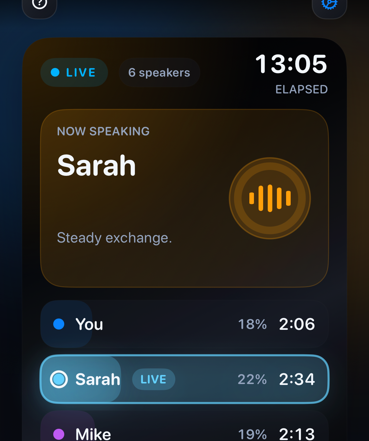 Group tracking crop showing speaker balance