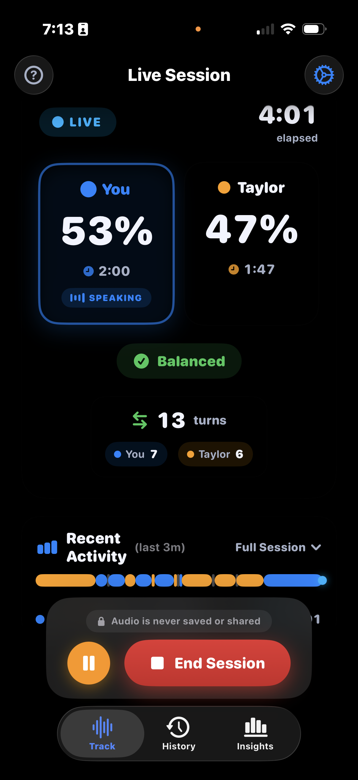 Live session screenshot