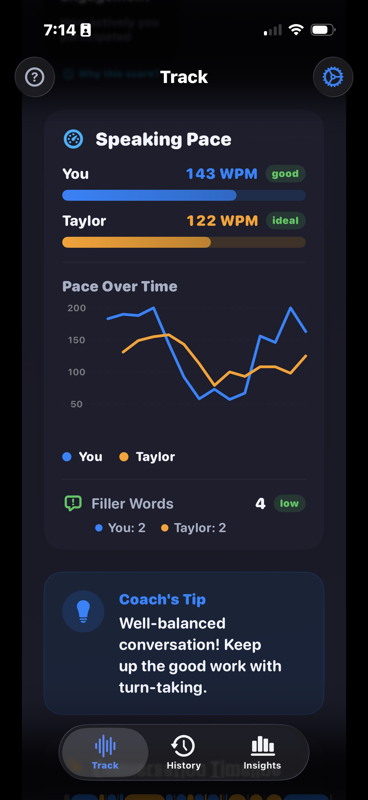 Speaking pace screenshot