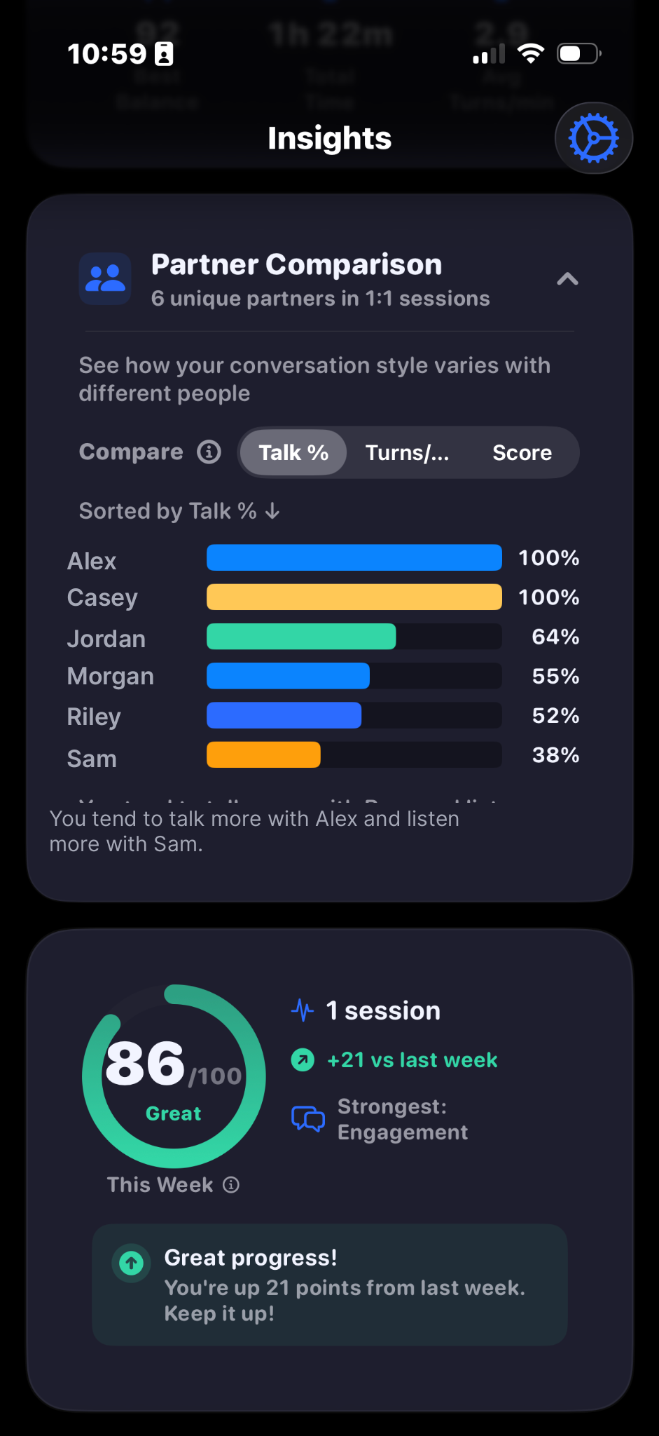 Partner comparison screenshot